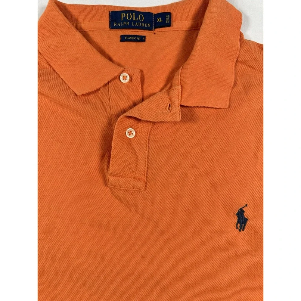 Polo Ralph Lauren Mens XL Orange Classic Fit Pony Logo Pique Polo Shirt